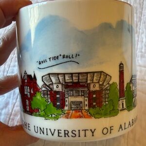 NWT- University of Alabama Collectible 16 oz mug. White w/red handle.